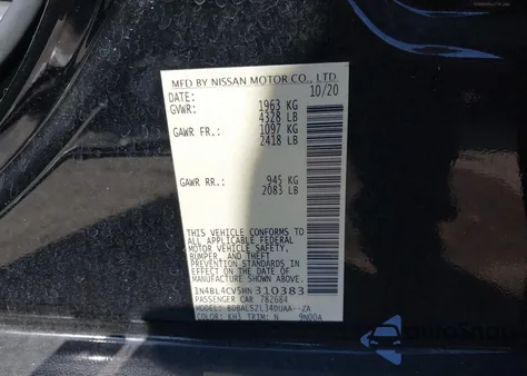 2021 Nissan Altima Sr Fwd из США, поврежденный, VIN 1N4BL4CV5MN310383